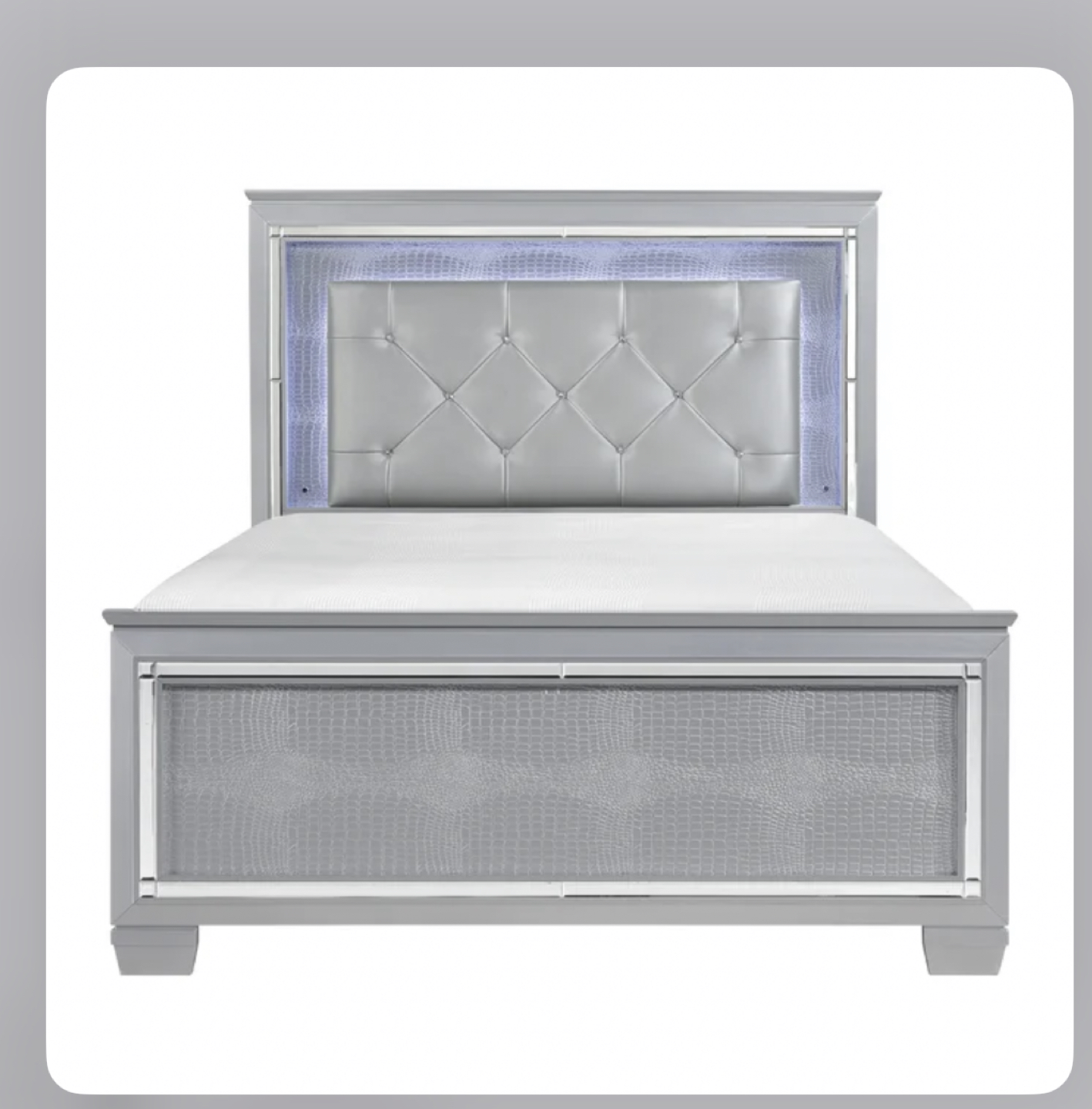 Queen size bed frame with LED lights + box spring thumbnail