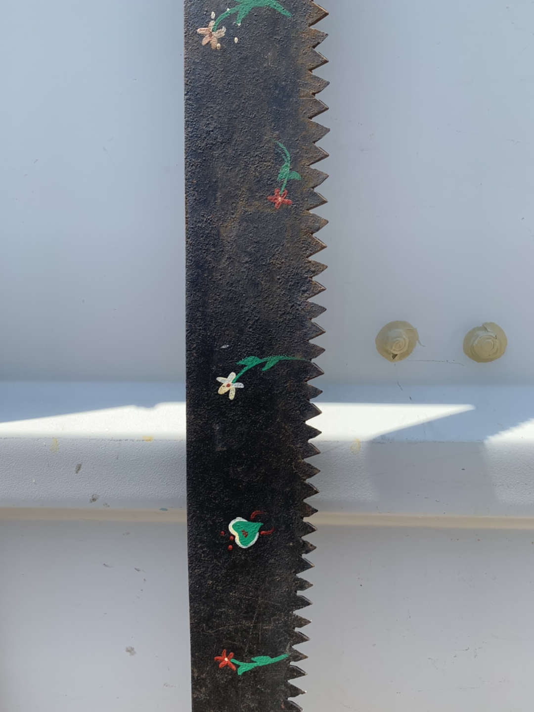 Antique wall hanging decorated cross-cut saw - 57” ! - photo 3