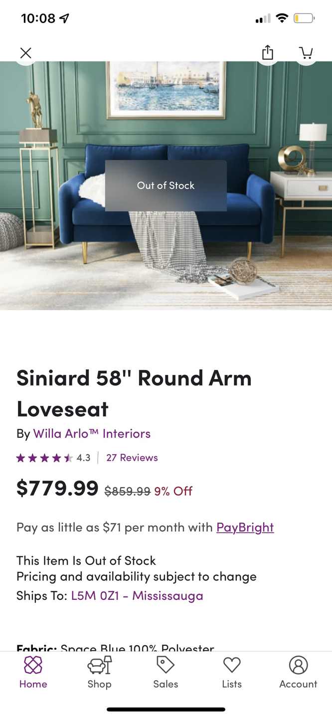Sofa - 58 inch round arm - photo 4