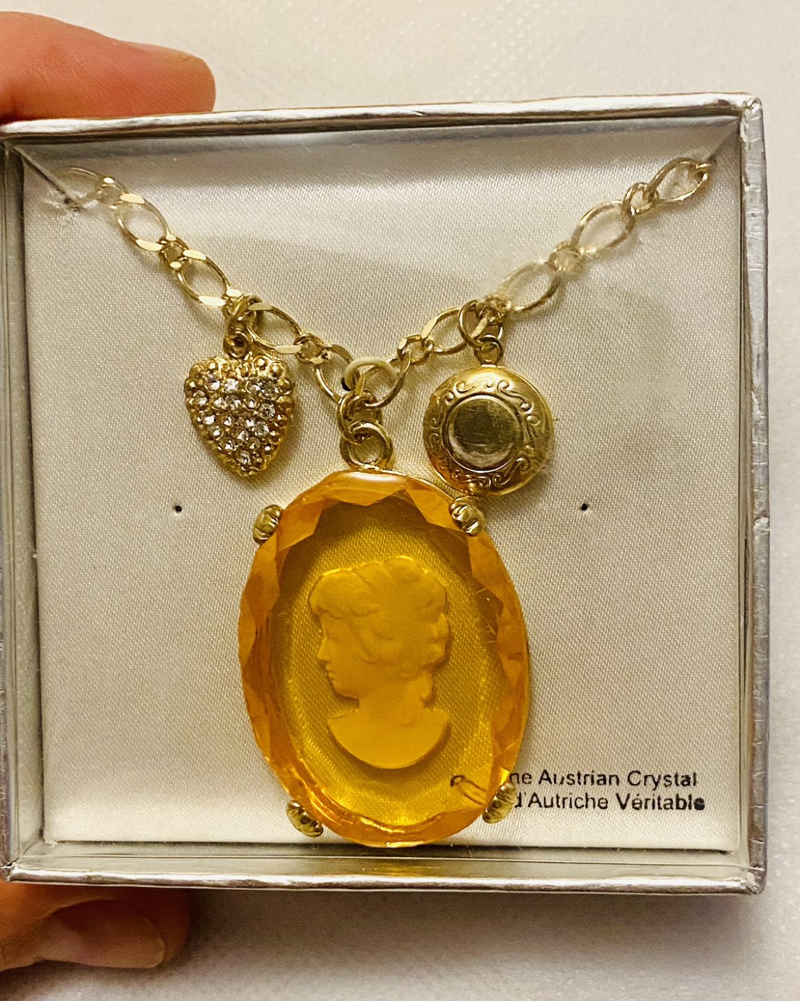 Cameo Pendant Genuine Austrian Crystal necklace