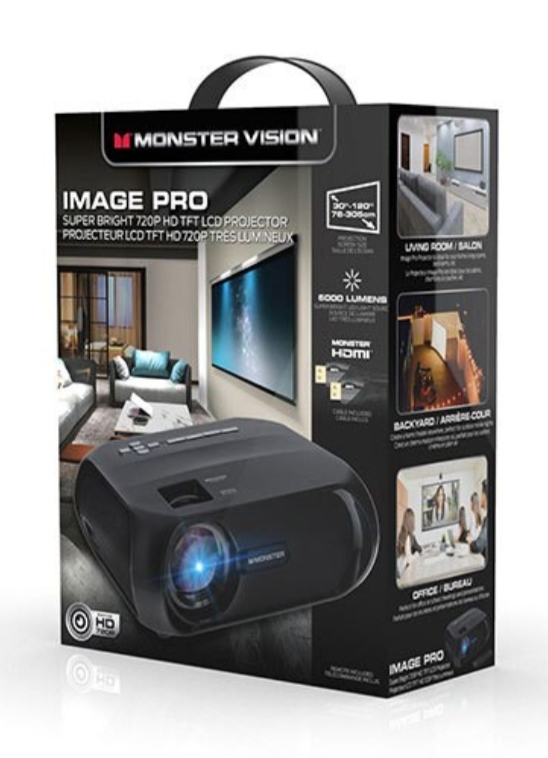 Monster Image Pro MHV1-1051-CAN 720p HD LCD Projector - Black