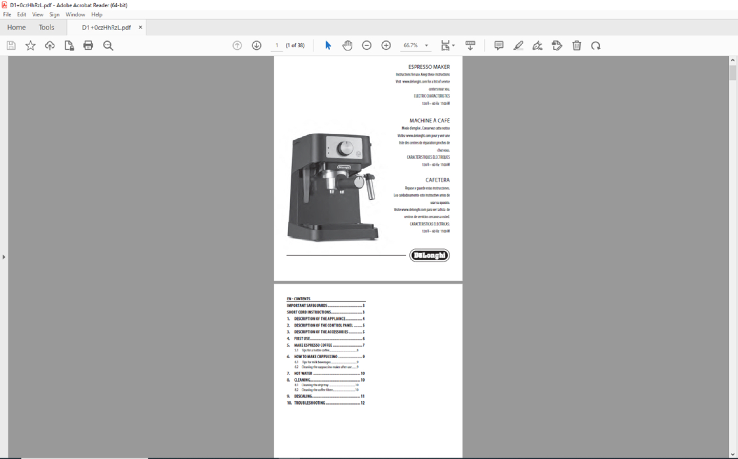 De’Longhi Espresso/Latte/Cappuccino Maker image indicator(6)