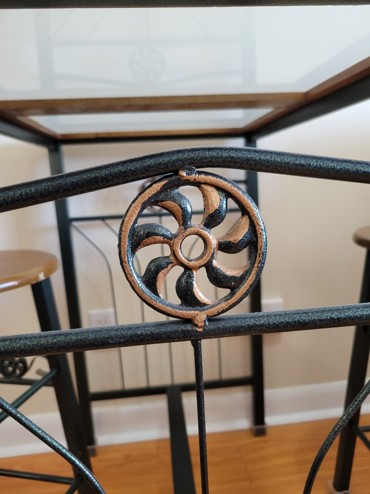 Glass and Iron Breakfast Bar or Patio Table with Bar Stools image indicator(3)