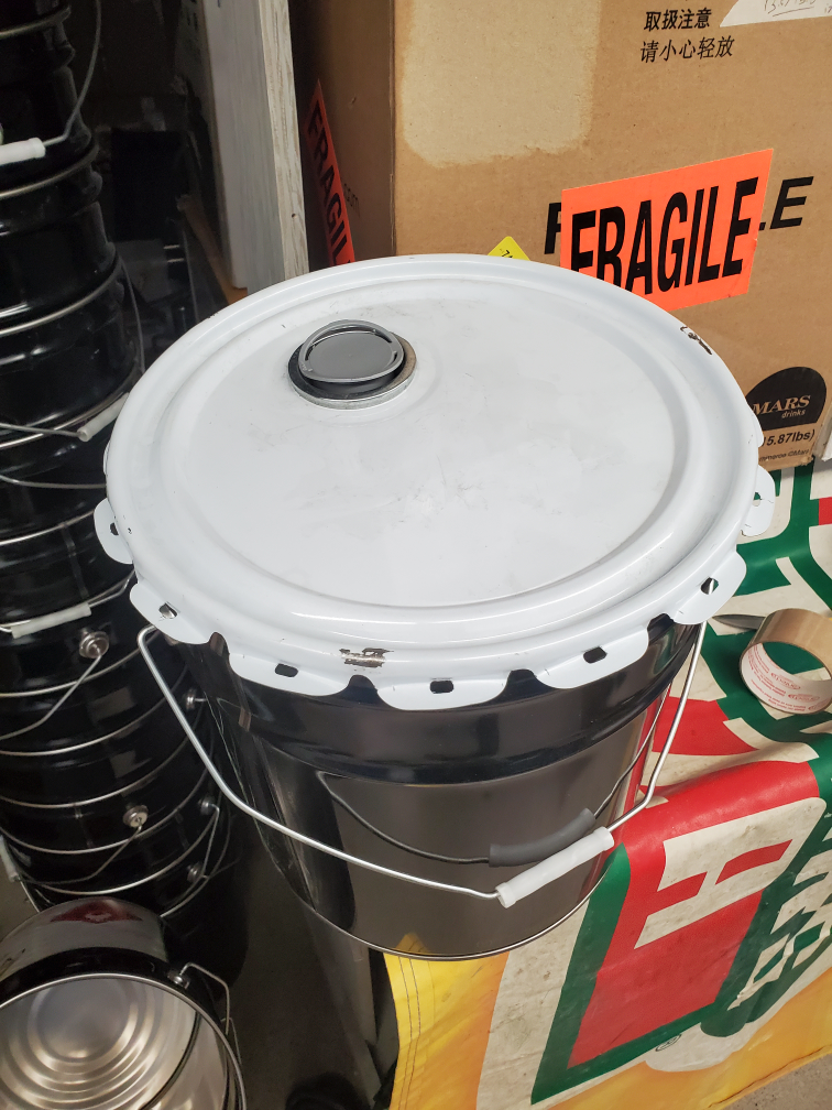 5 Gal. Black Steel Open Head Pail/ w Lid thumbnail