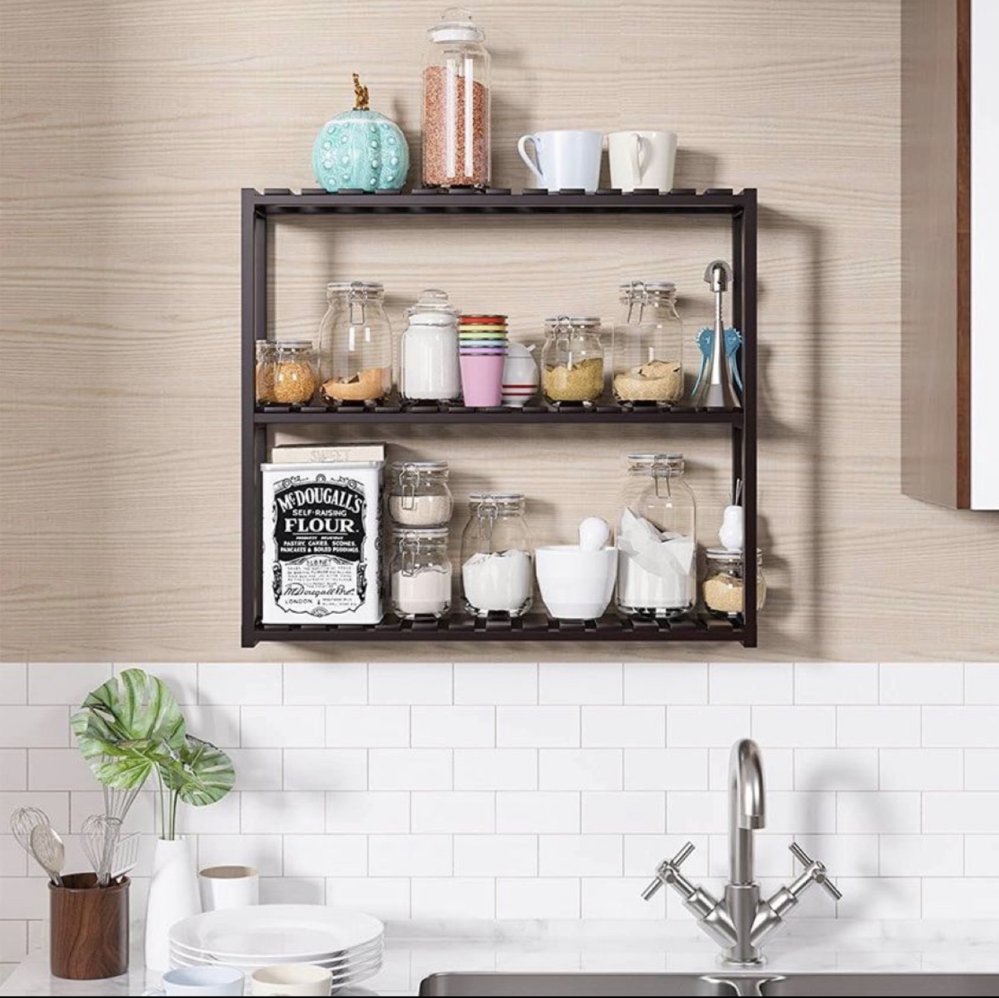 Bamboo Shelf 3-Tier Multifunctional Adjustable Layer Rack - photo 3
