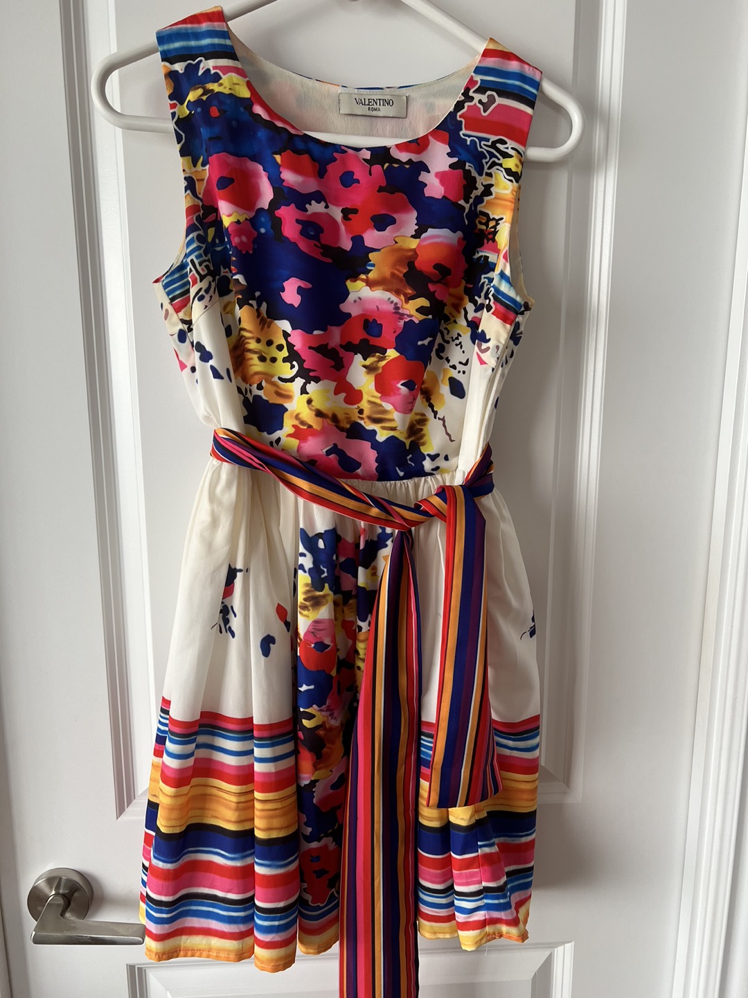 Valentino mini dress with stripes and flower print image indicator(9)