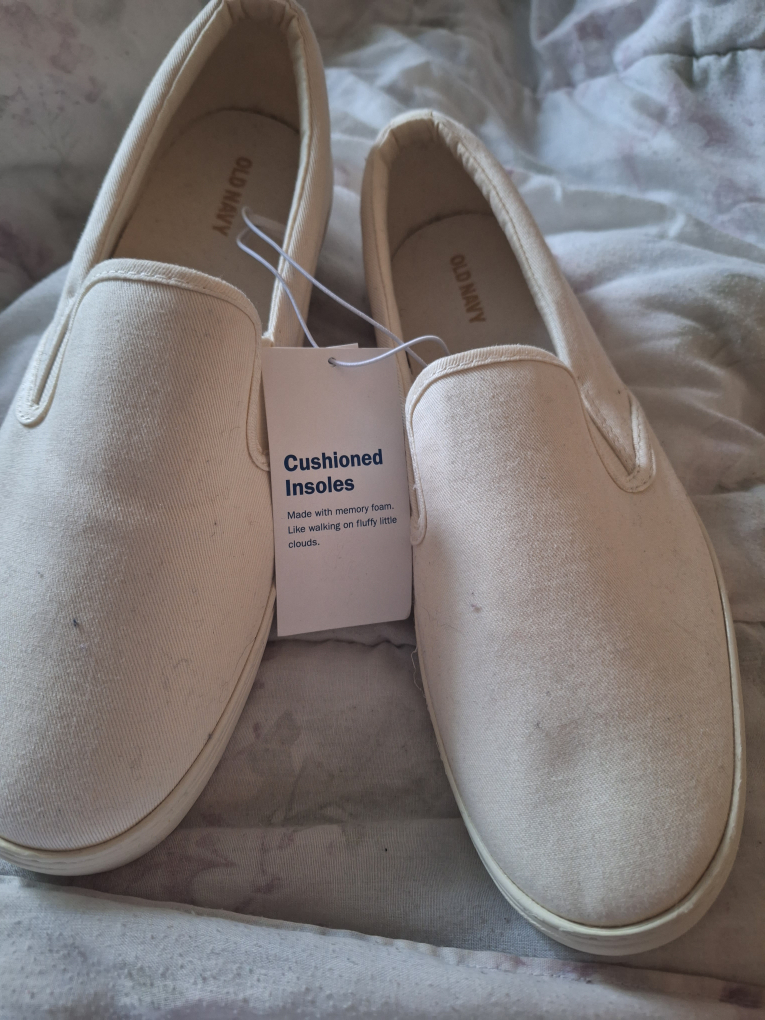 brand new white sneakers. tag still on thumbnail