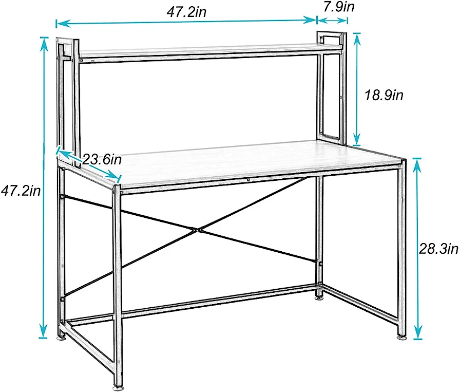 47 inches Computer Desk cum Book Shelf - photo 3