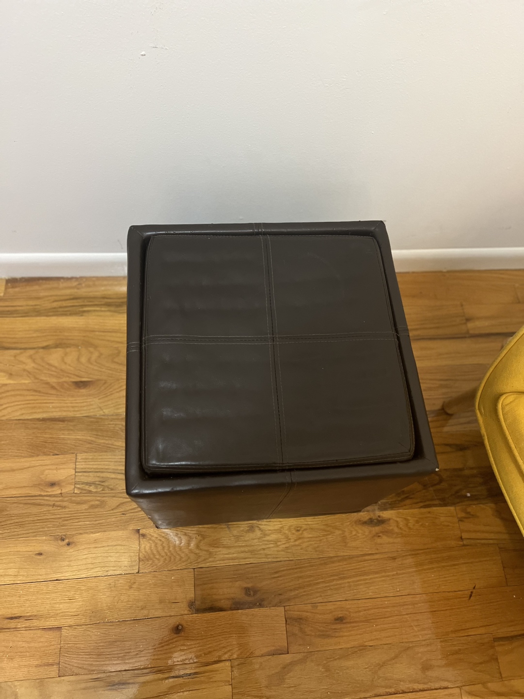 Brown Leather Ottoman with storage - photo 2