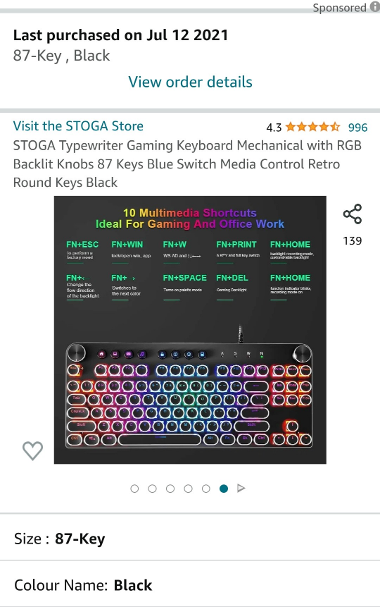 Retro Style Gaming Keyboard - Many Backlit Settings image indicator(10)