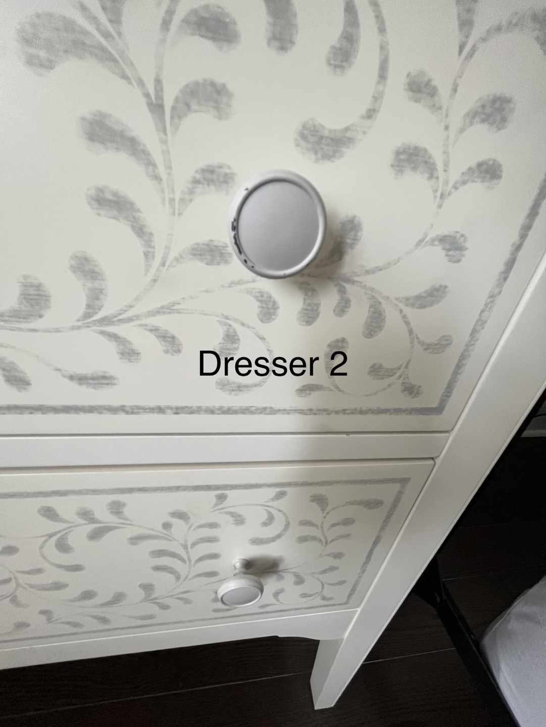 TWO Fabulous sturdy stencilled 2 drawer chest/nightstand image indicator(7)