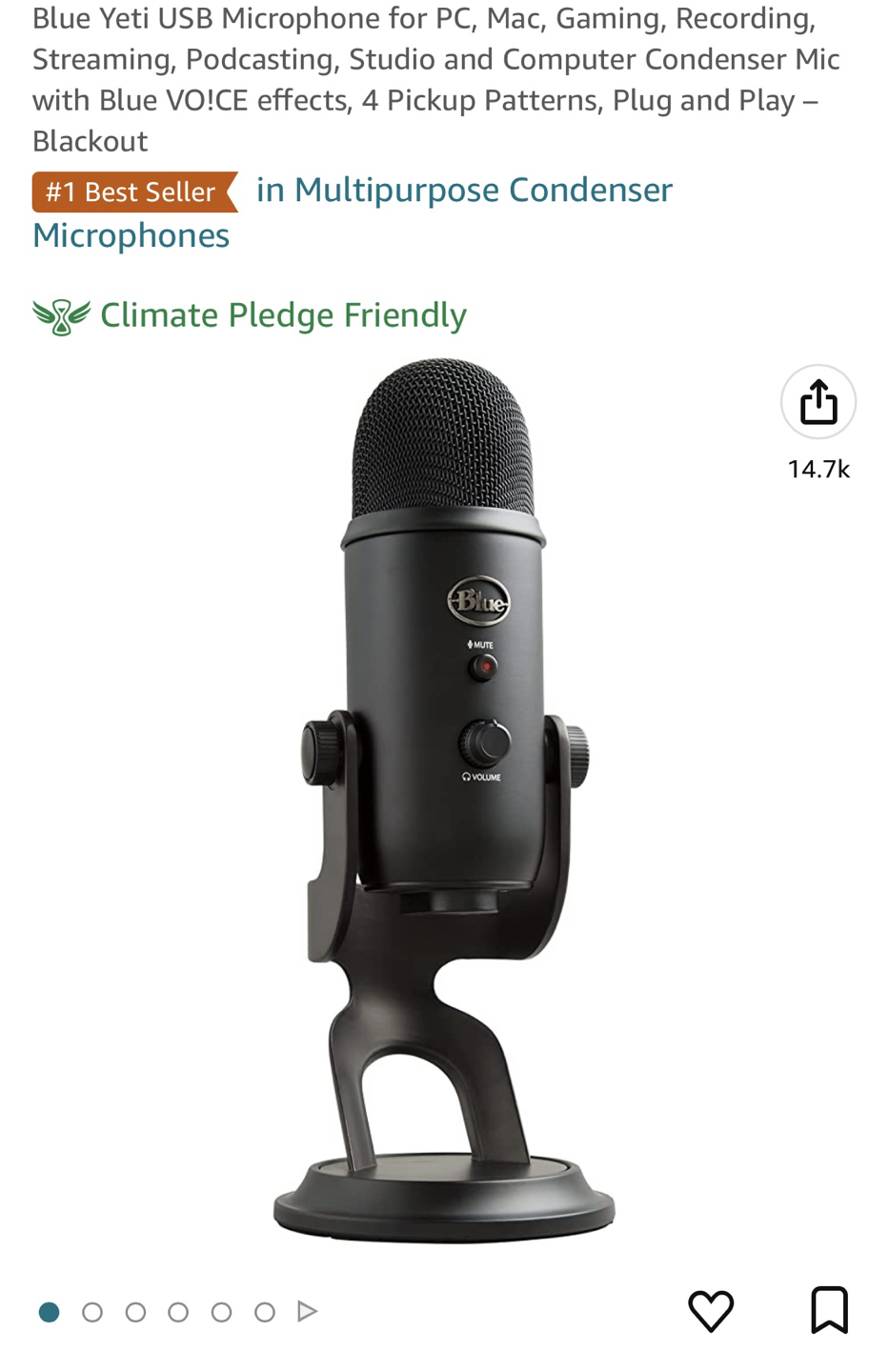 Blue Yeti Microphone Set (arm, shock mount, & pop filter)☀️