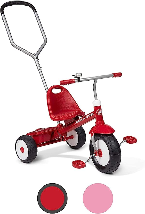 Radio Flyer Deluxe Steer and Stroll Trike, Red