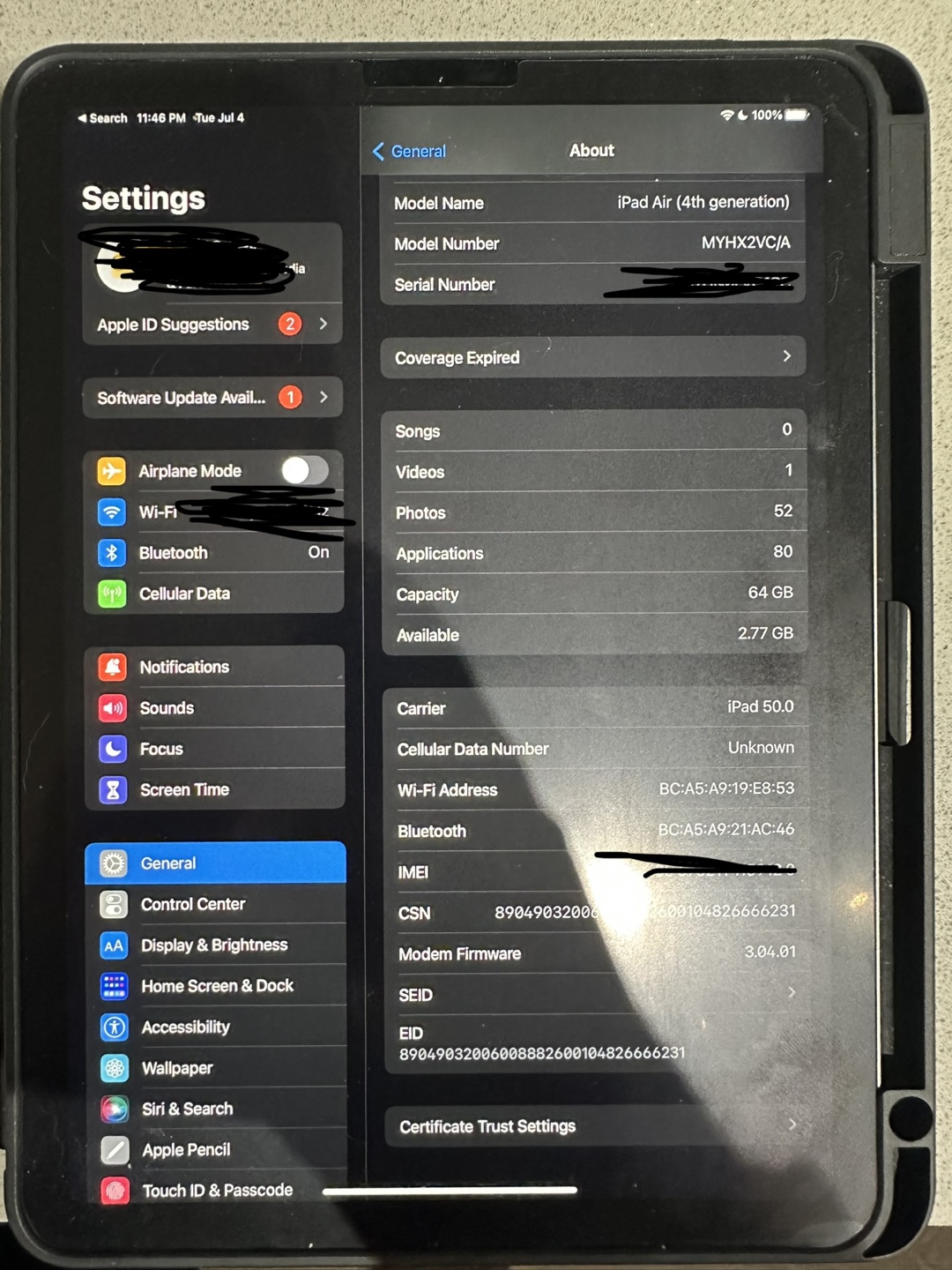 iPad Air 4th Generation 64gb Wi-Fi + Cellular