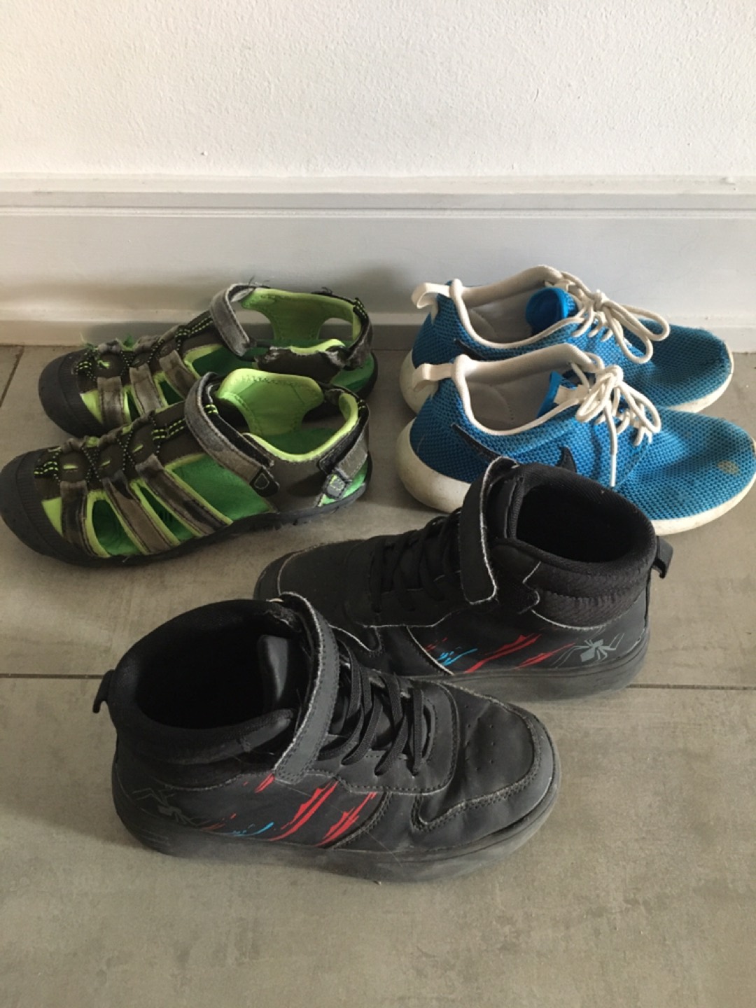 spiderman boots + free sneakers and sandals for boy