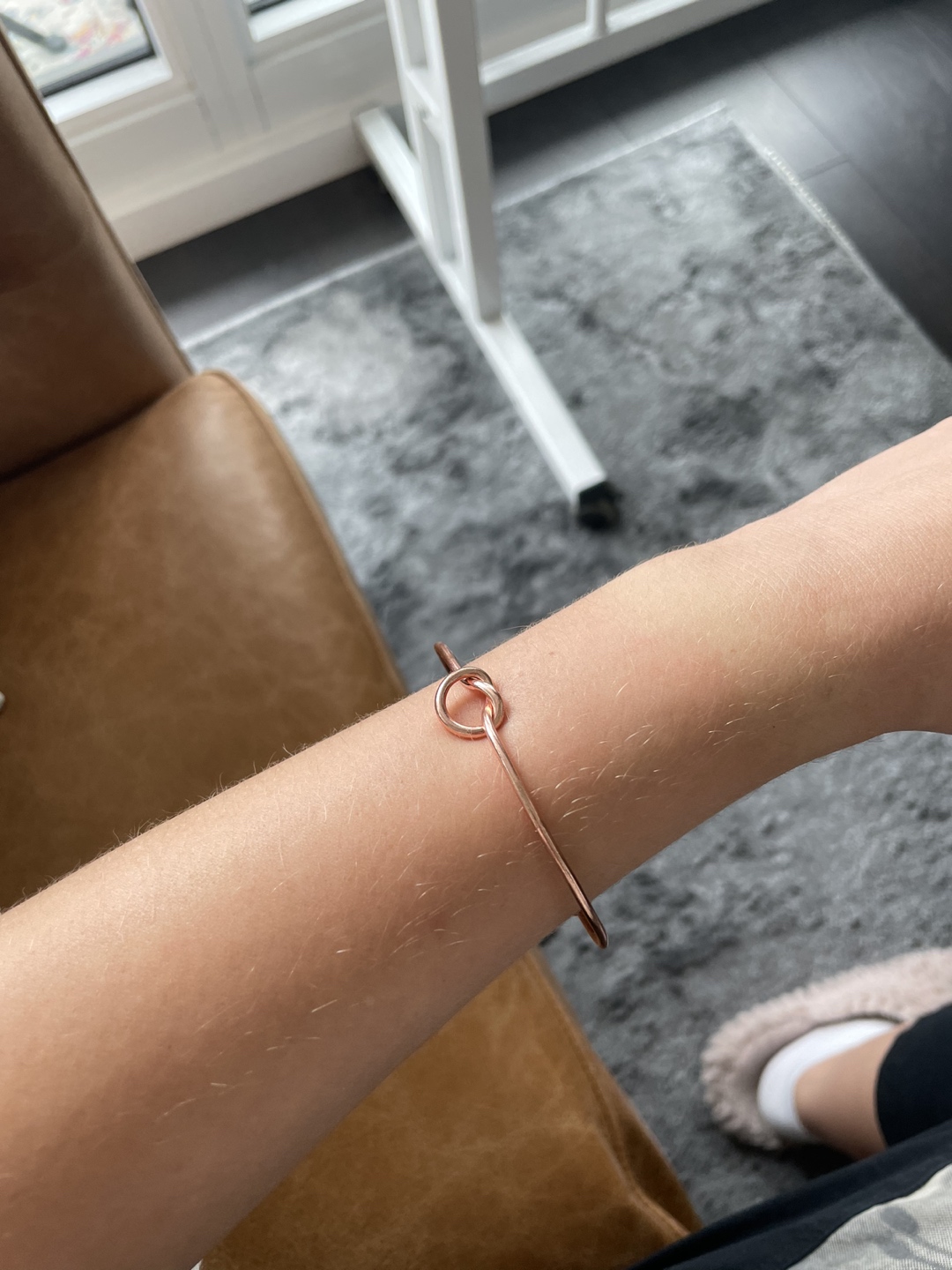 Rose gold bangle and gold butterfly necklace thumbnail
