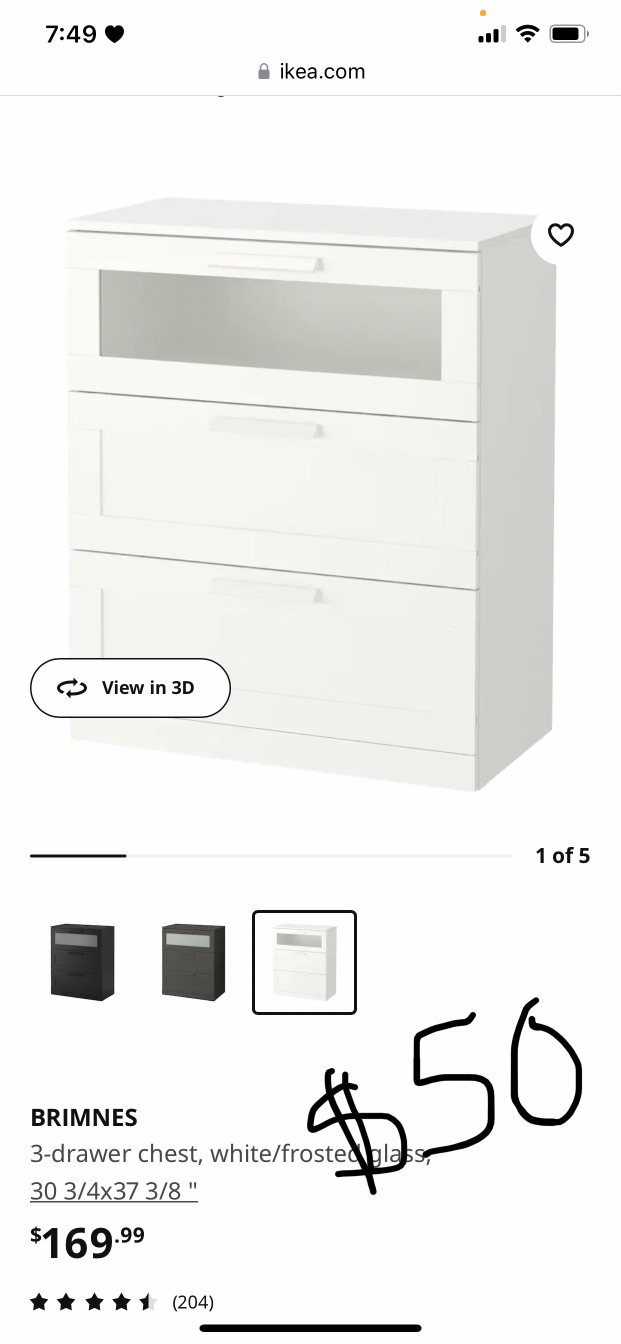 Brimnes/Ikea 3 drawer chest- color white - photo 2