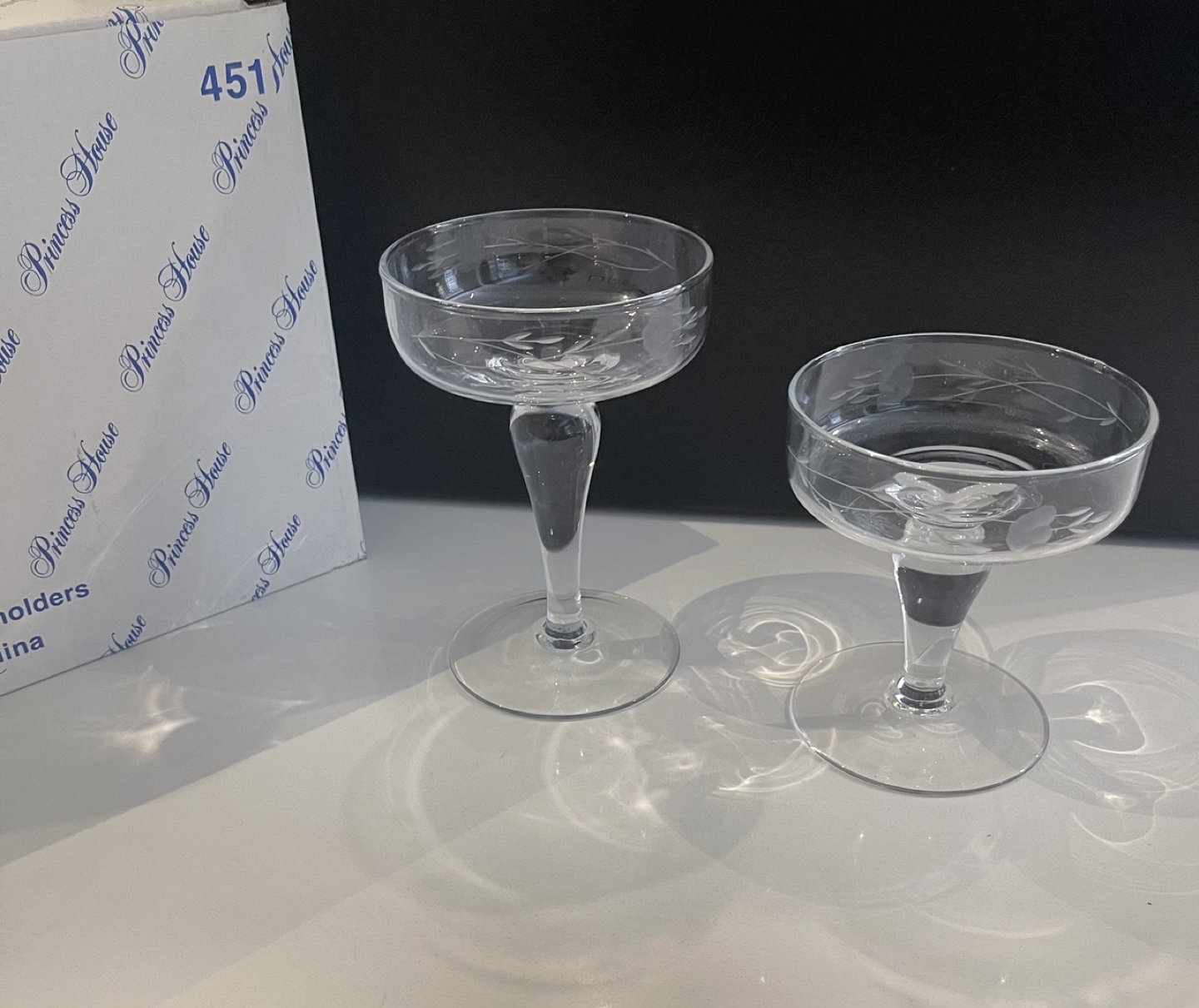 Princess House Handblown Crystal 2 Pc. Pillar Candleholders. thumbnail