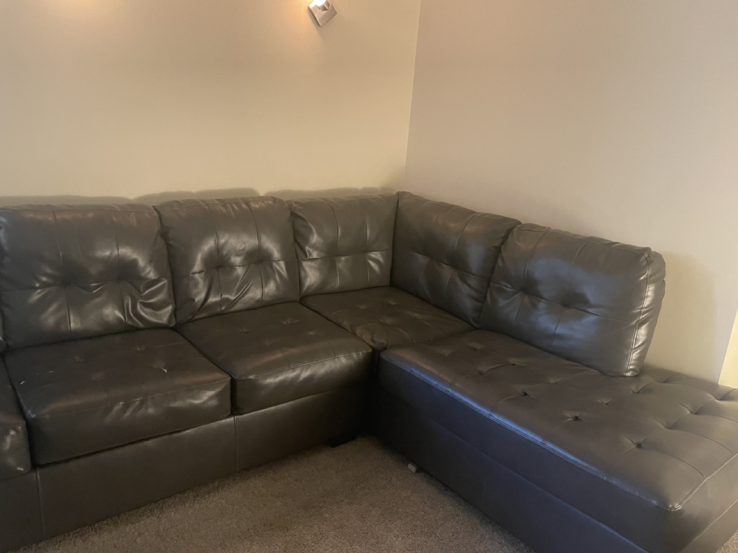 Large Dark Brown Sectional Couch - photo 5
