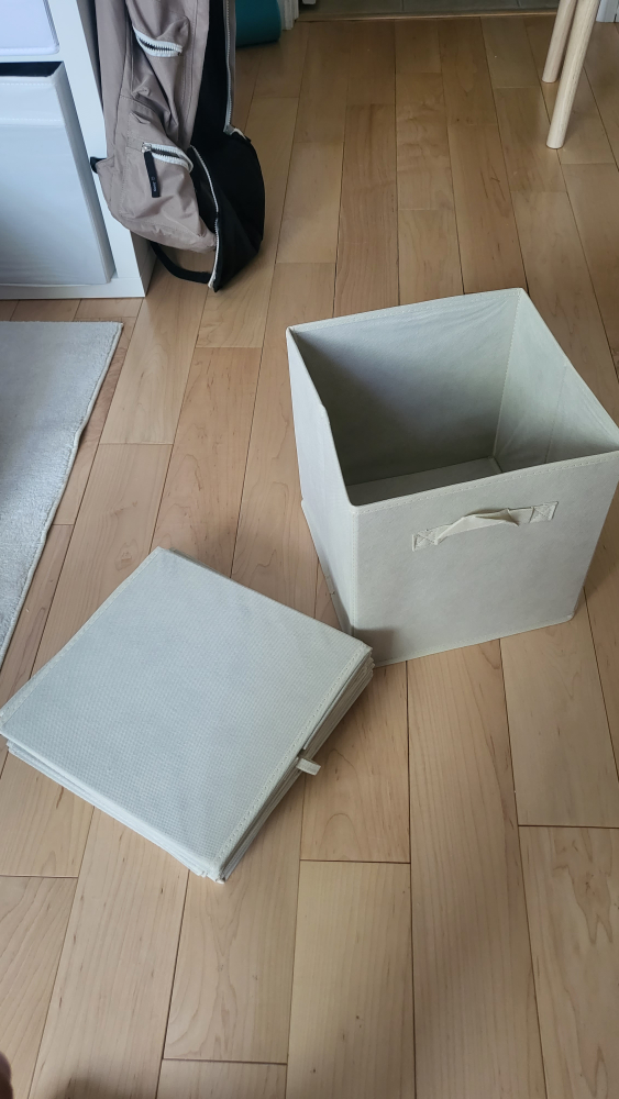 6 beige fabric cube organizers