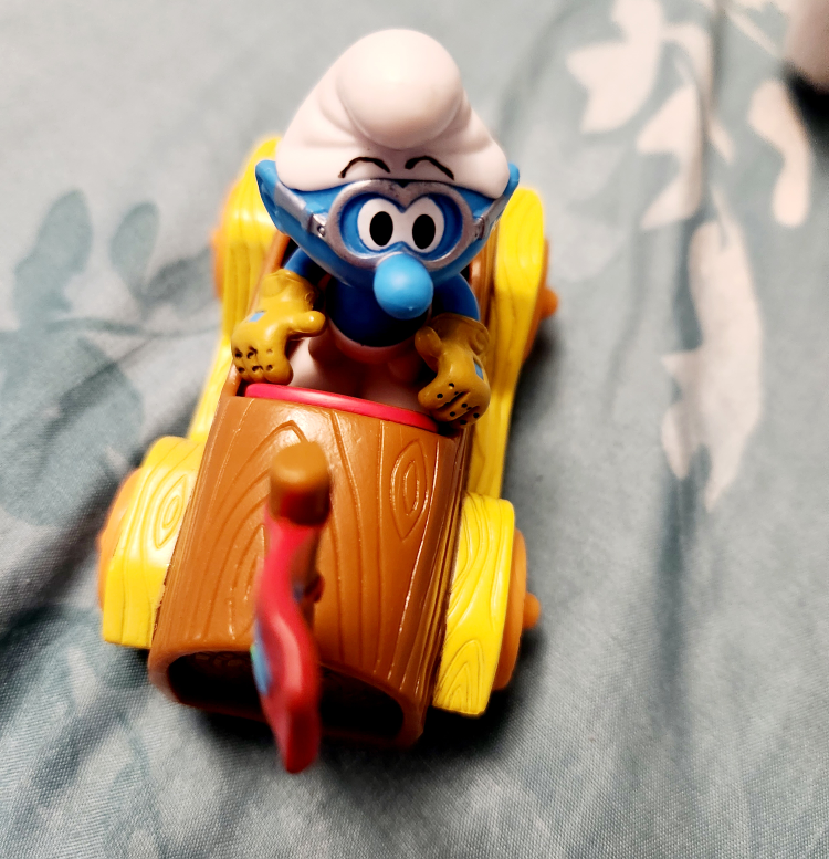 #freecycle Smurf car with surf figurine