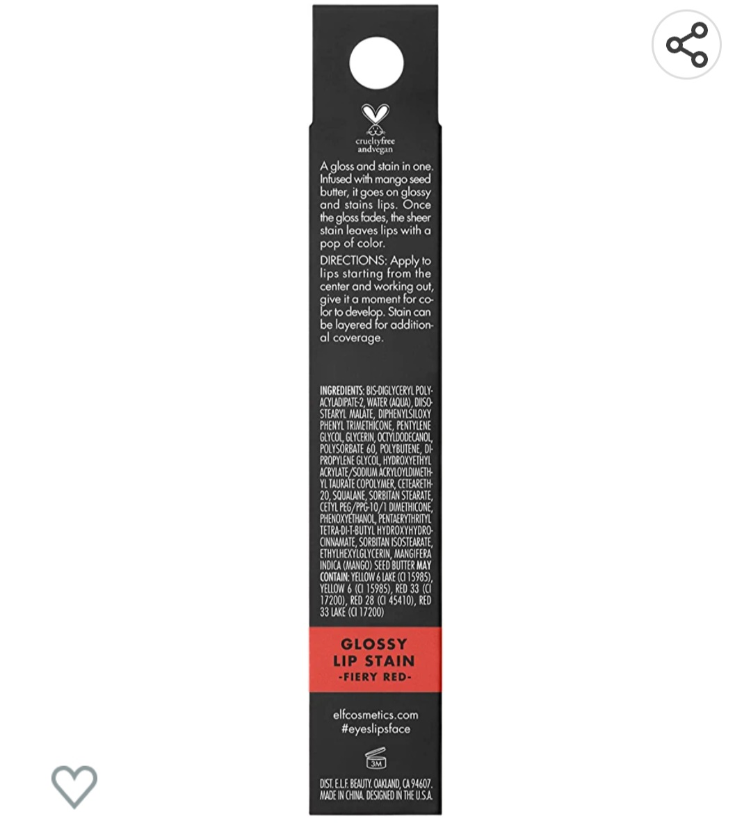 Brand New e.l.f. Glossy Lip Stain Fiery Red 0.1 fl oz (3 mL) image indicator(7)