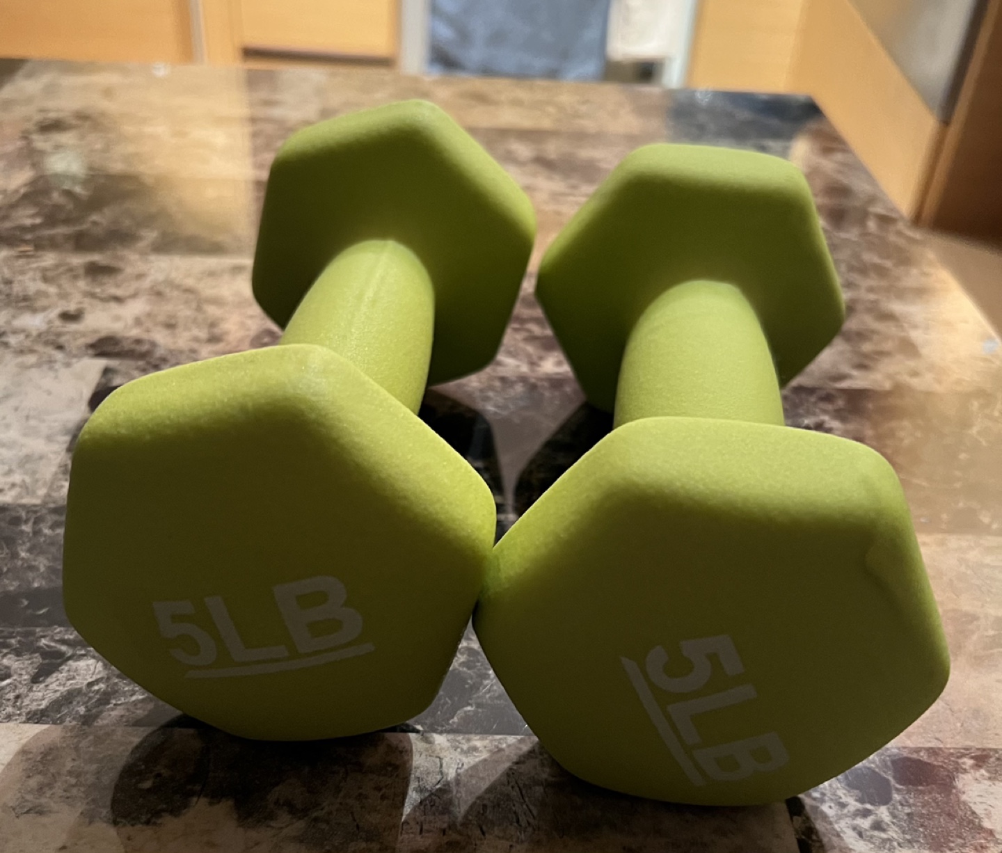 Green Dumbells 5 Pounds ( A Set of 2)