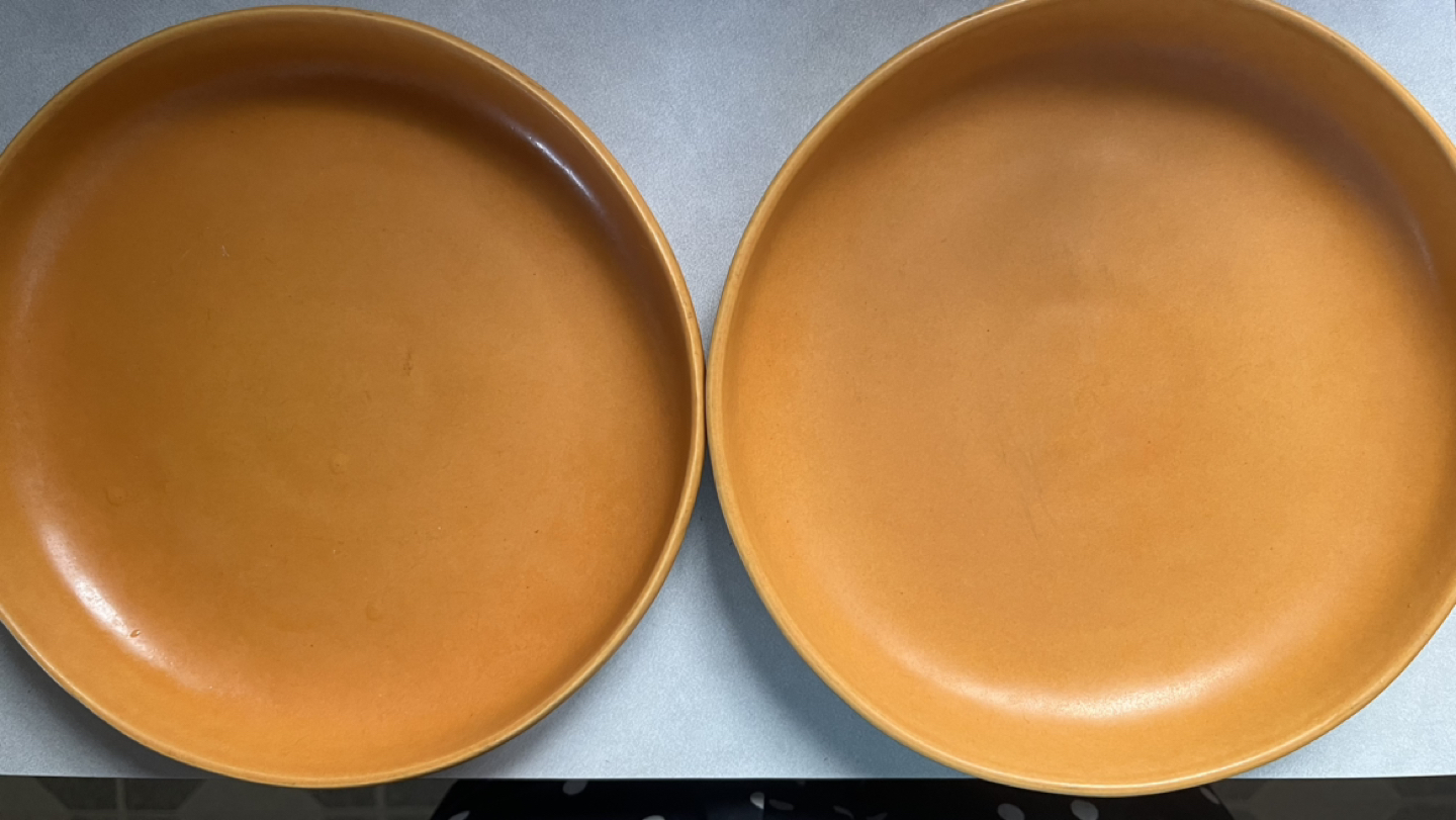 Oui egg yolk stoneware dinner bowl / plates - set of 2