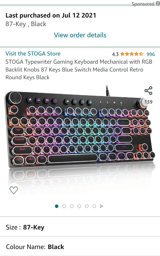 Retro Style Gaming Keyboard - Many Backlit Settings image indicator(5)