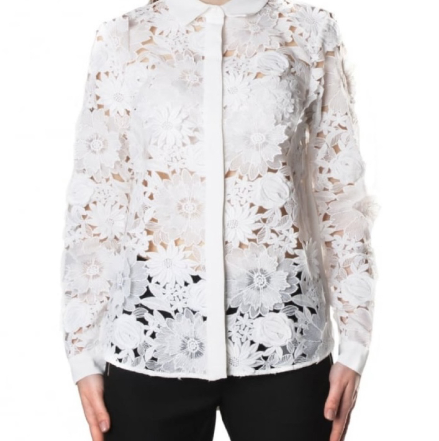 Rare - French Connection 3D Floral Lace Shirt – Size 2 US image indicator(3)