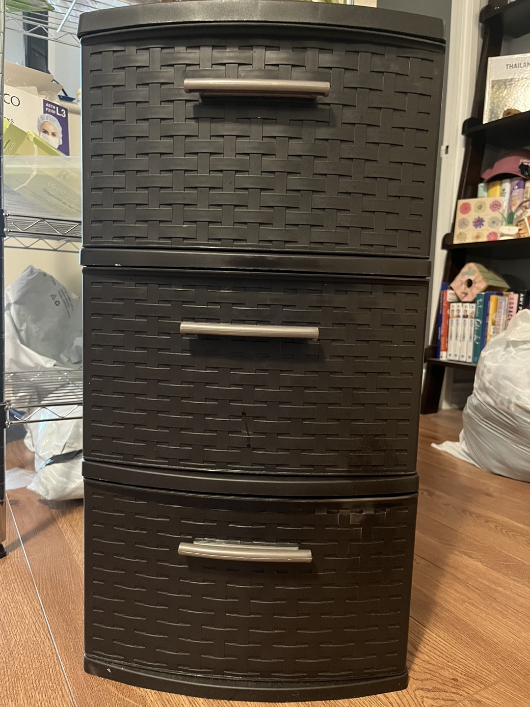 Brown plastic drawers thumbnail