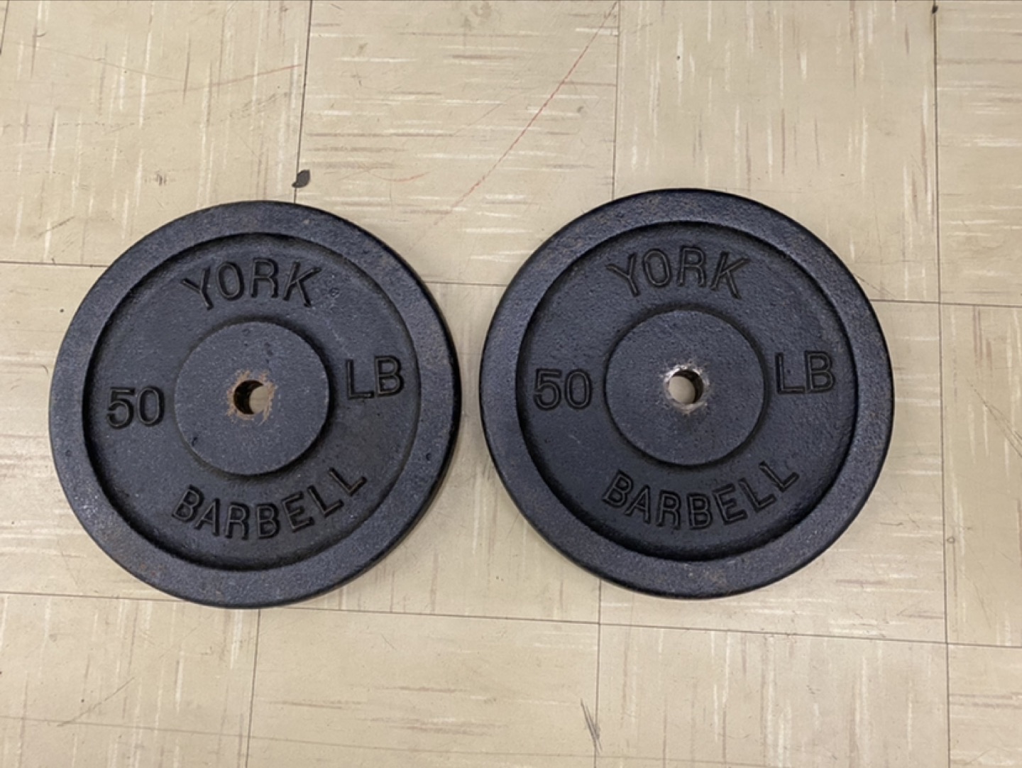 2 x York 50 lb Cast Iron Plates thumbnail