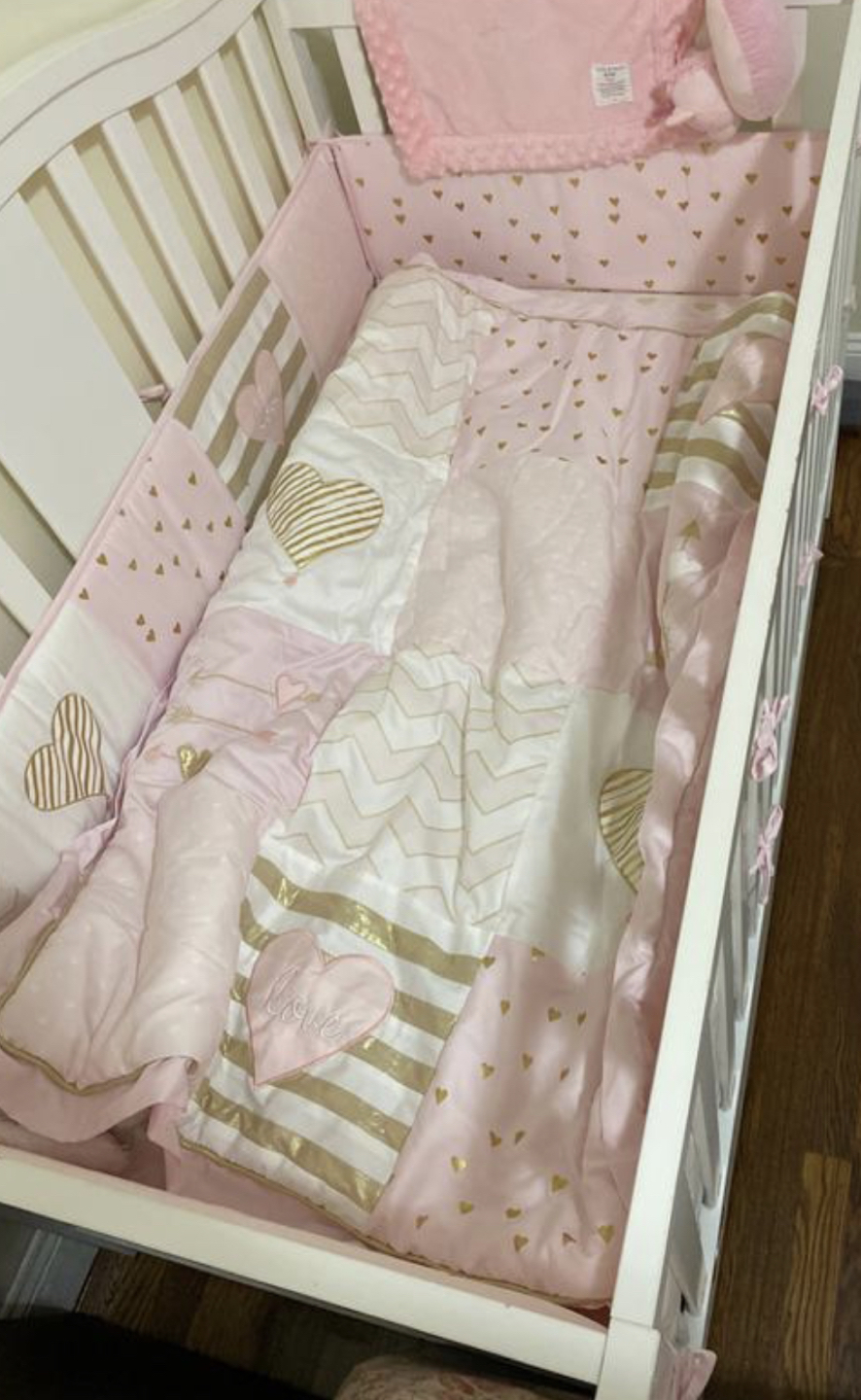 Baby love pink gold hearts nursery image indicator(4)