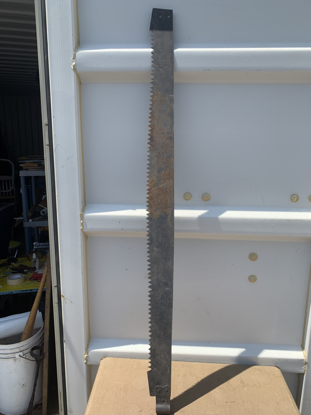 Antique wall hanging decorated cross-cut saw - 57” ! - photo 5