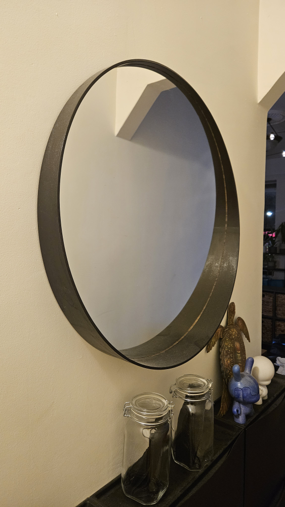 Ikea mirror, round, painted black