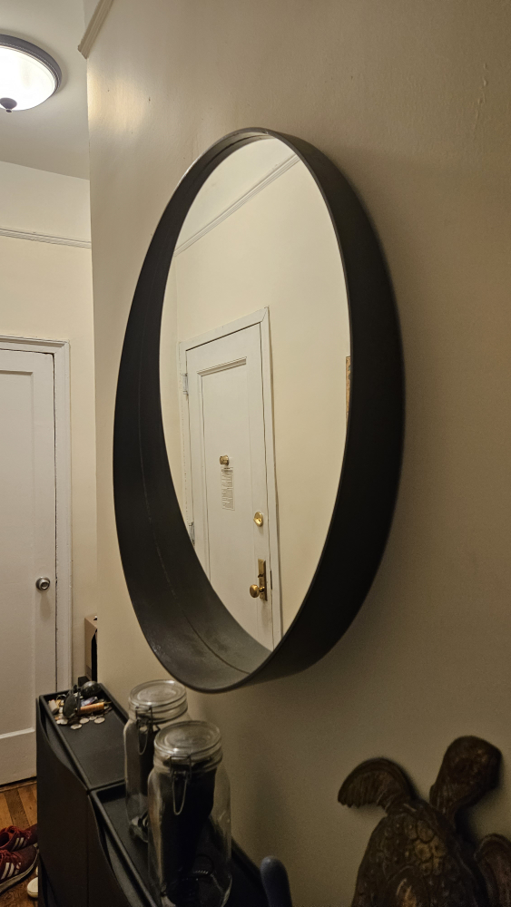 Ikea mirror, round, painted black - photo 2