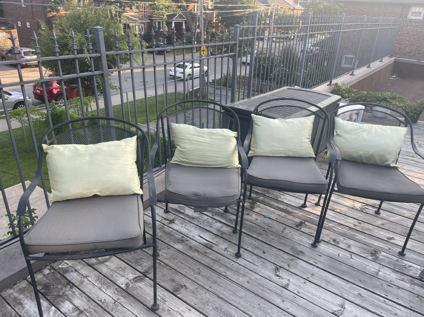 Outdoor chairs and cushions
