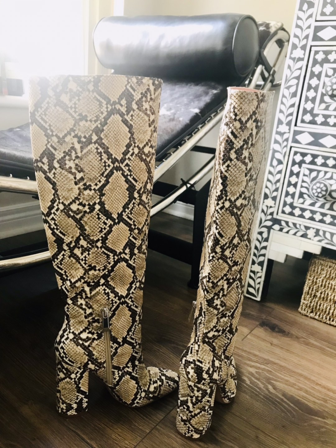 Snake print knee high boots 6 image indicator(4)