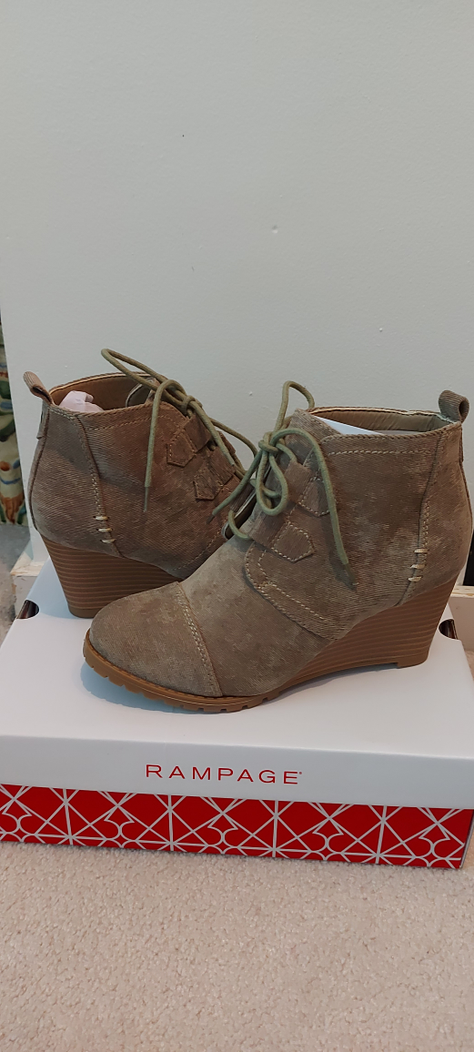 Still in box. Taupe platform shoe thumbnail