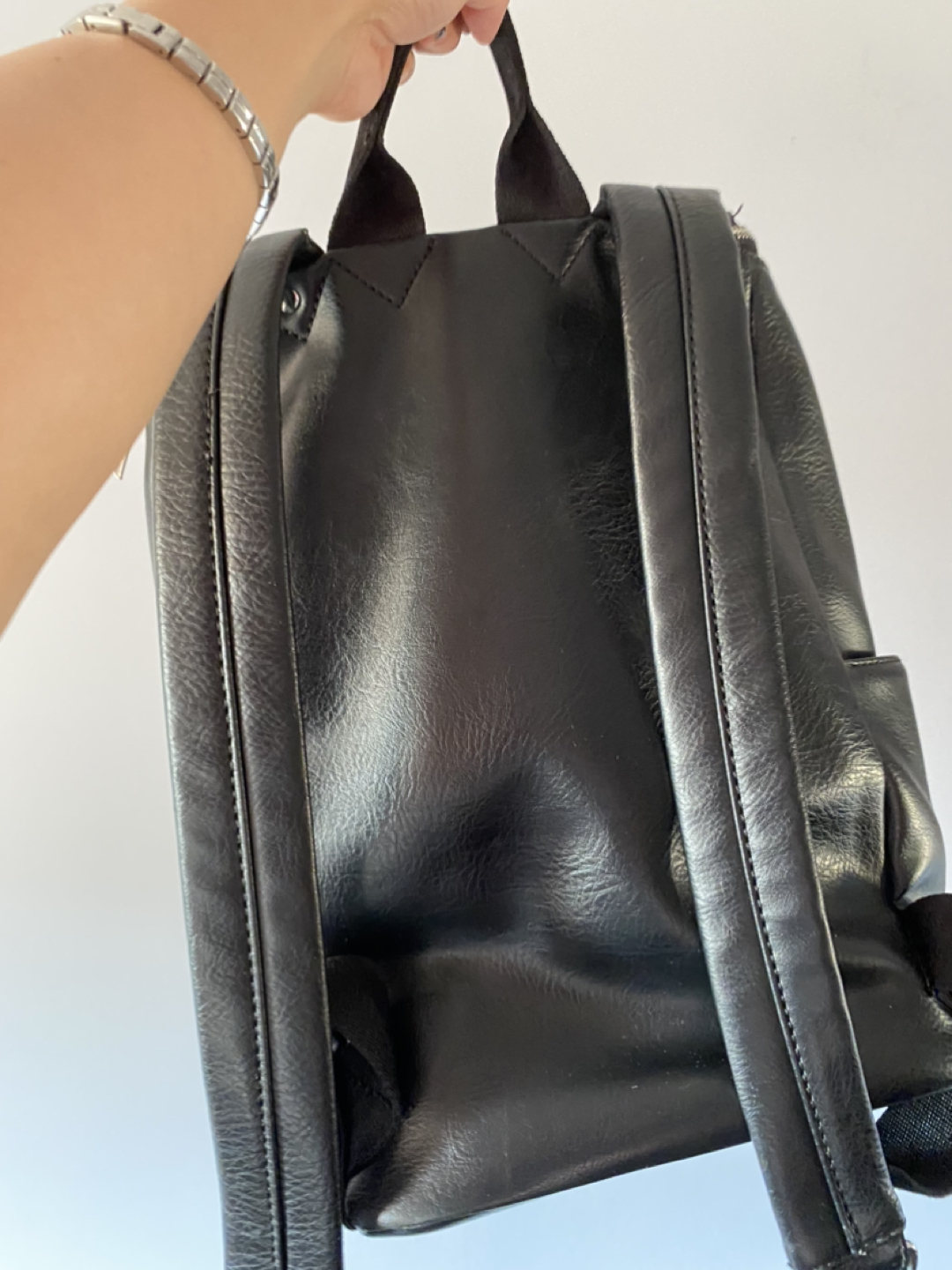 Matt & Nat Black Knapsack Bag Silver tone Zippers - photo 3