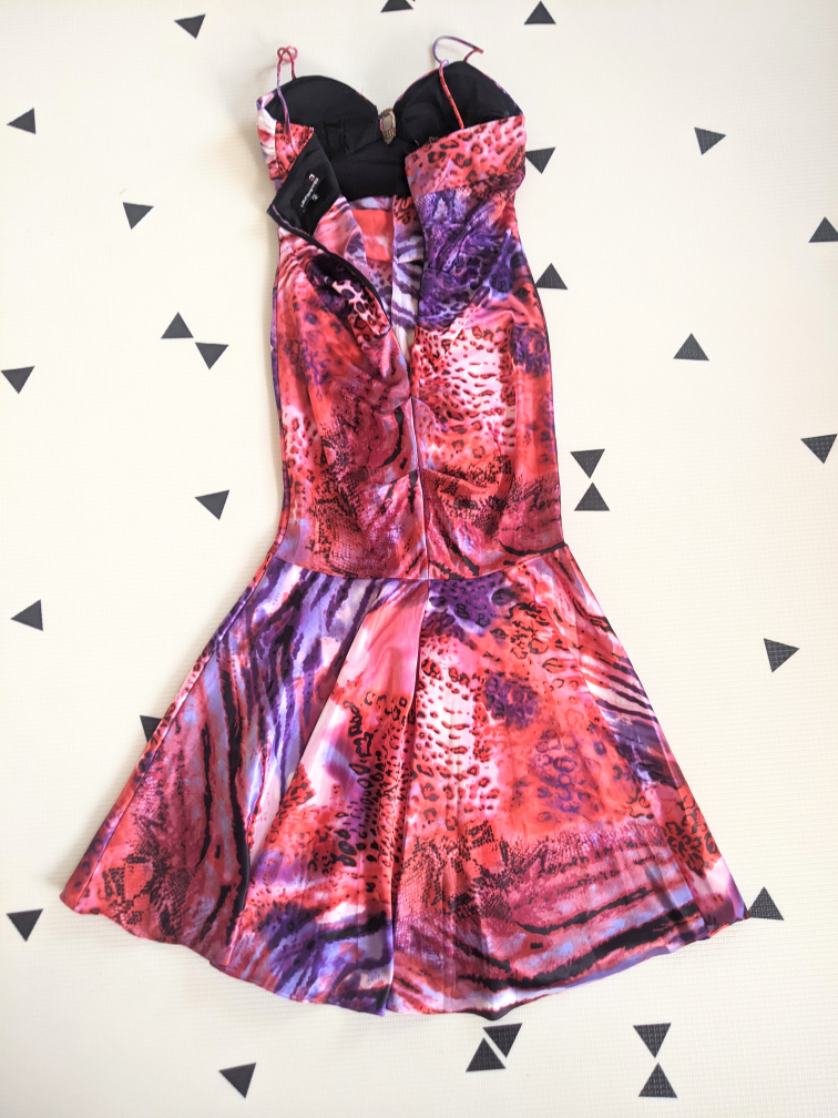 New Laura Petites Satin Printed Sweetheart Neckline Prom Dress image indicator(3)