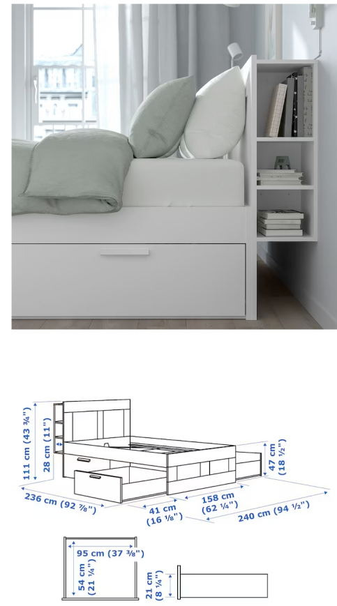 Ikea bed frame with storage & headboard, Queen - photo 2