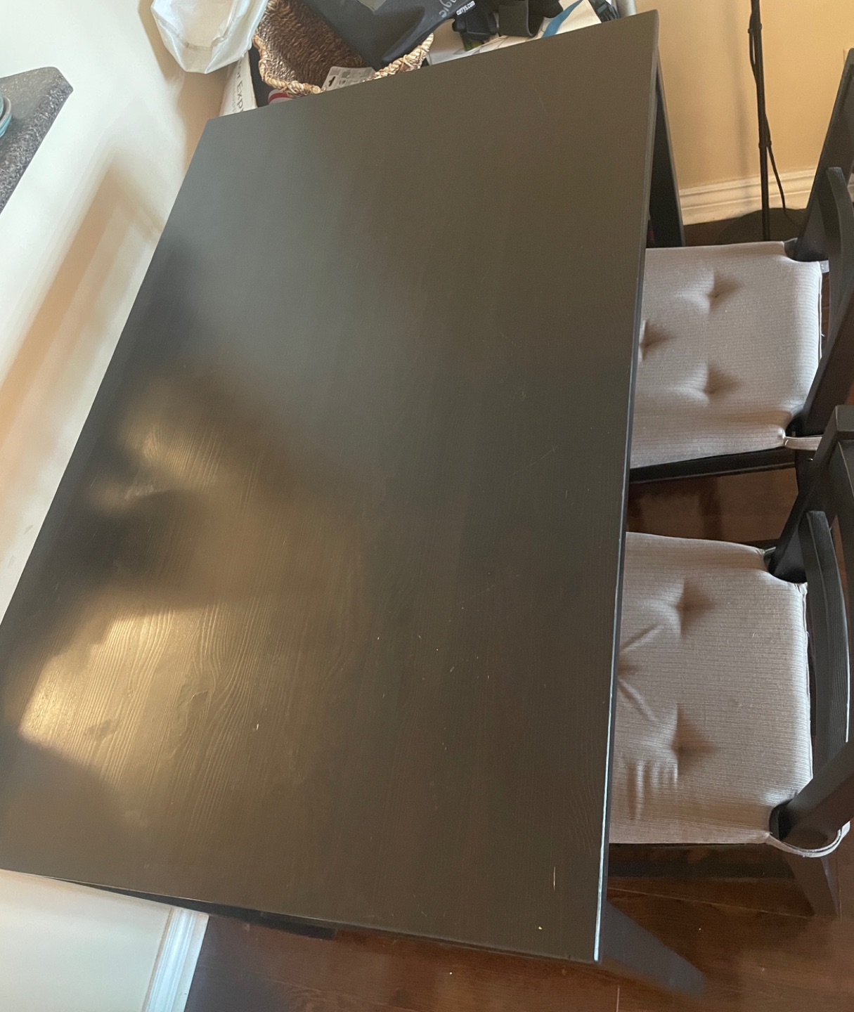 Ikea high dining table with 4 chairs and seat cushins - photo 3