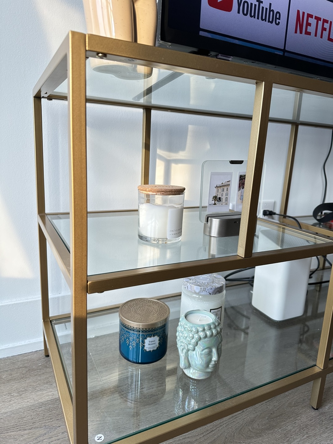 Glass TV Stand with Steel Frame - Moving Sale! image indicator(2)