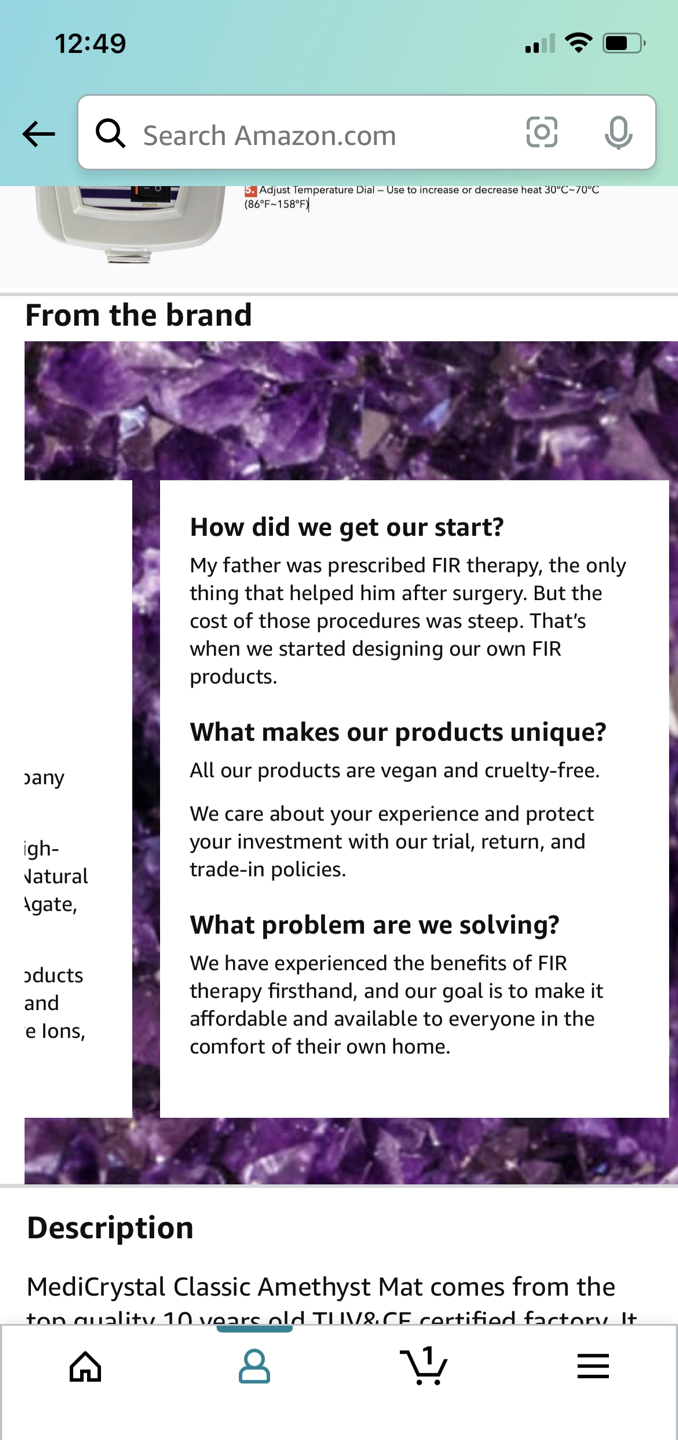 MediCrystal Infrared Heat Amethyst Mini Mat - 32"L x 20"W image indicator(8)