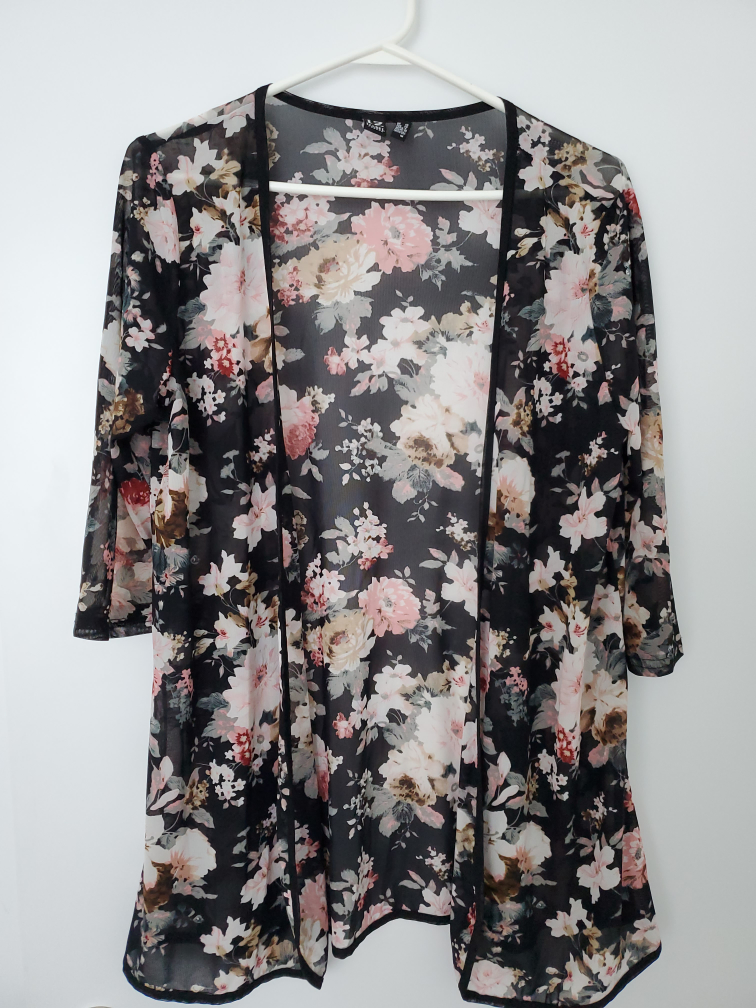 Black Floral Cardigan