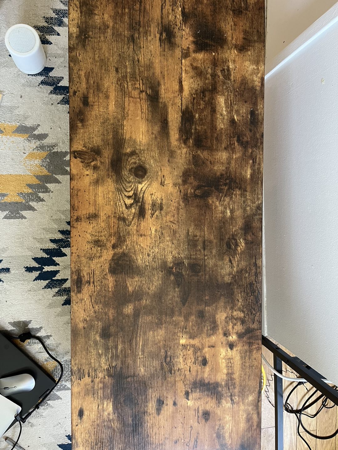 Rustic brown coffee table TV stand with door and storage shelves - photo 3