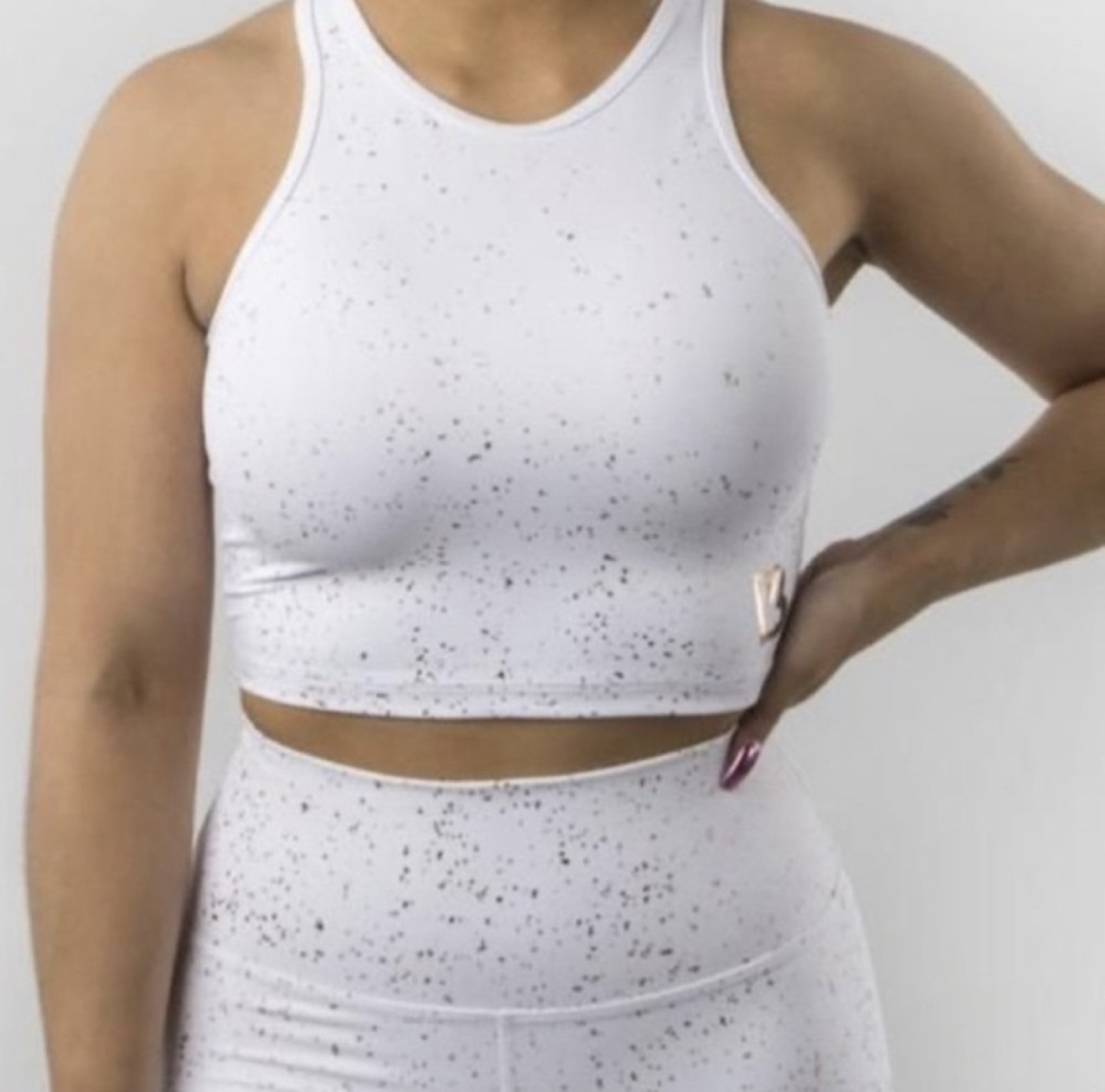 BuffBunny Aurora Crop Top - White with Gold Speckles thumbnail