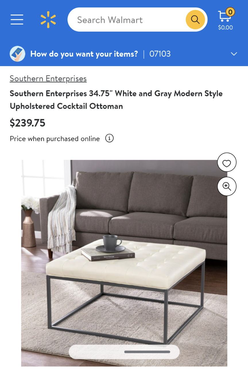 ☀️ White Square Ottoman thumbnail