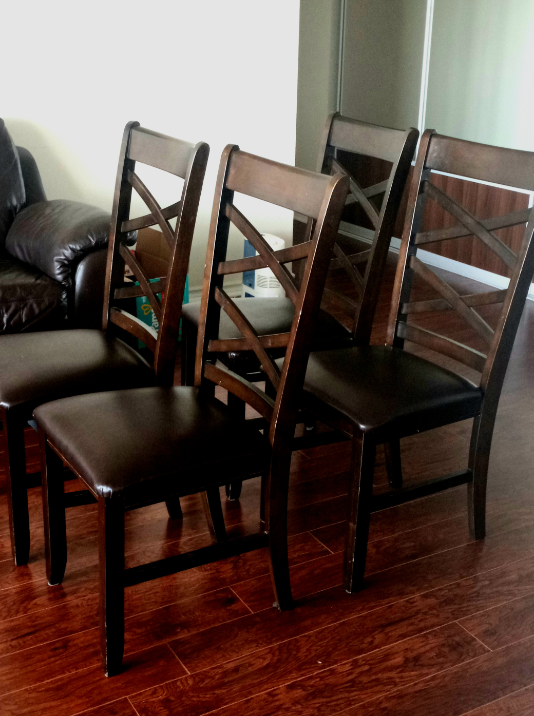 Wooden leather chairs 4